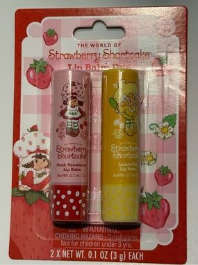 The World Of Strawberry Shortcake Lip Balm Duo Fresh Strawberry & Lemon Pie NEW